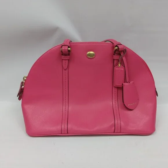 Coach Peyton Leather Cora Domed Satchel Bag M1381-F25671 - Picture 2 of 11